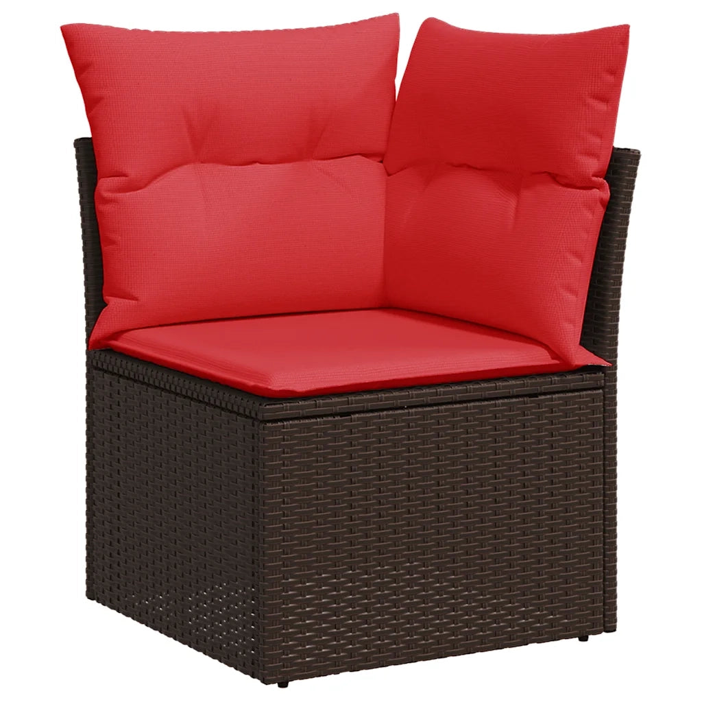 Set Divani da Giardino 7 pz con Cuscini Marrone in Polyrattan 3268394