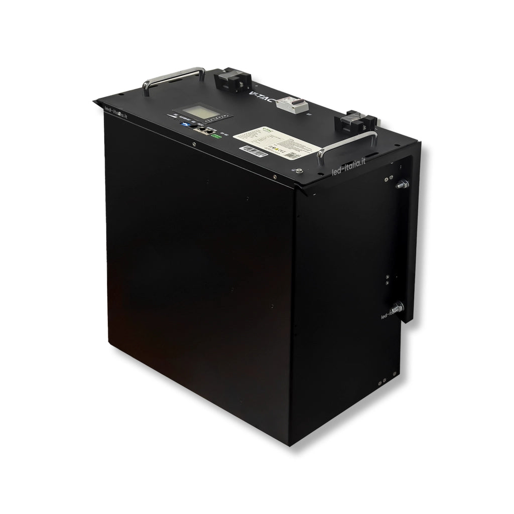 Batteria Accumulo 9.6kWh LiFePO4 48V 200Ah con BMS e Staffe per Inverter Fotovoltaici