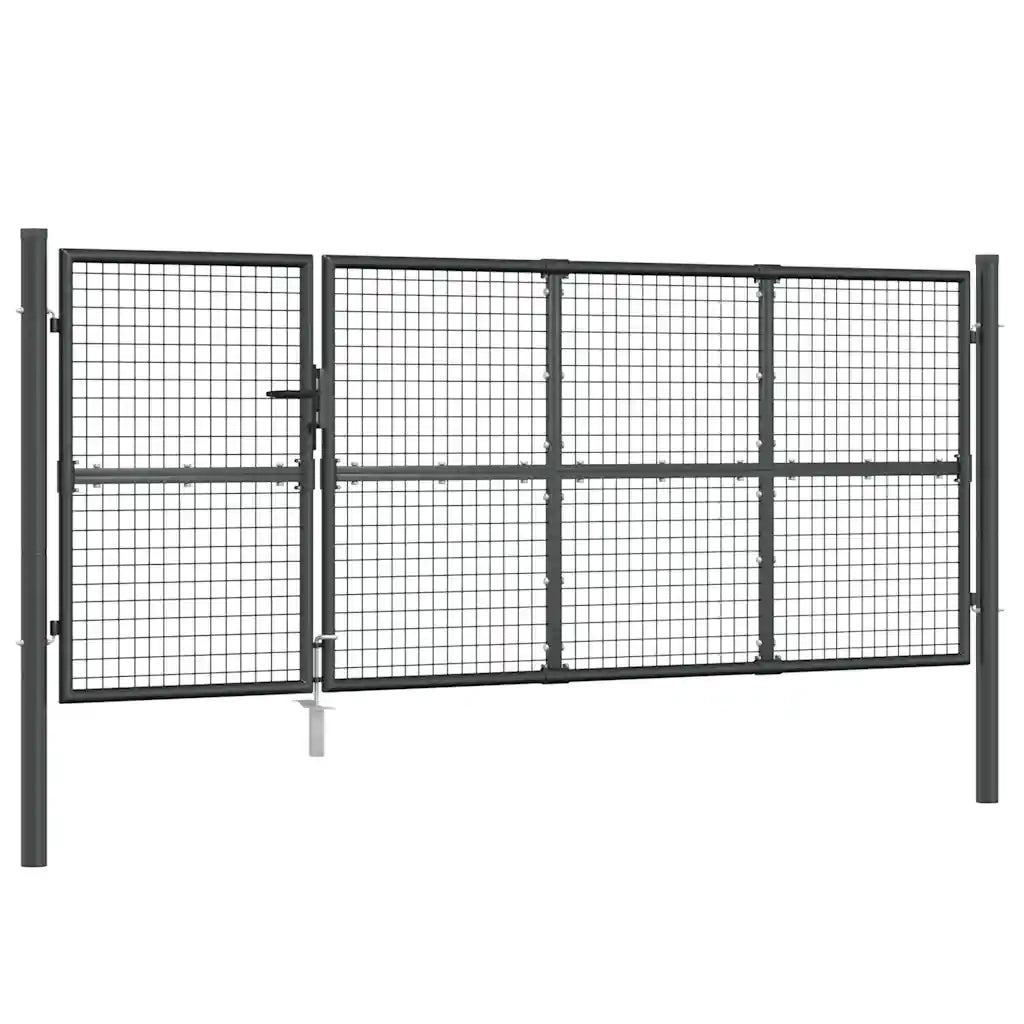 Cancello da Giardino in Rete Antracite 350x125 cm in Acciaio Zincato 154543