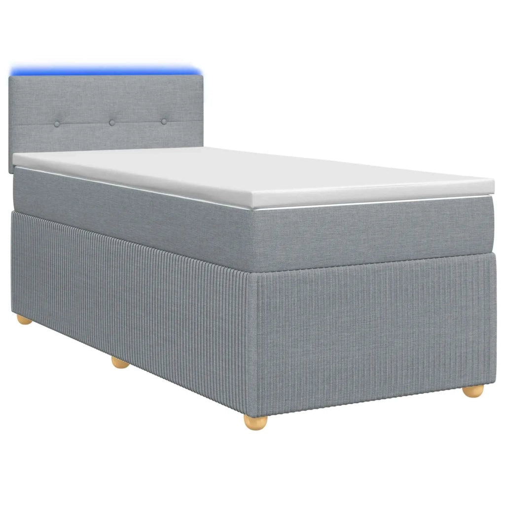 Letto con Box Spring, Materasso e LED Grigio Chiaro 90 x 190 cm 3453223