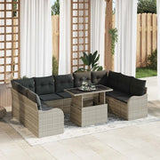 Set Divano da Giardino 10 pcs Grigio chiaro Poly Rattan 3348528