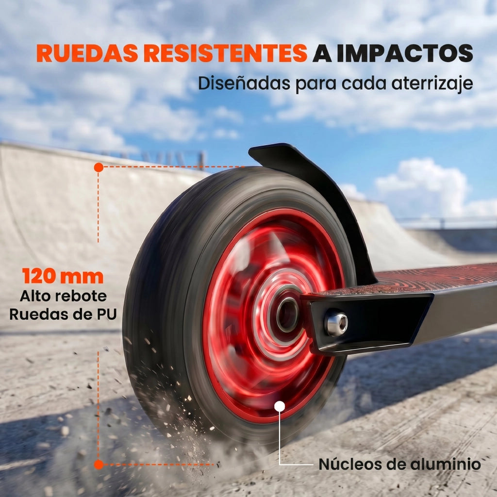 Monopattino Freestyle per Trick ¨C Xylo ¨C Cuscinetti ABEC-9 Ruote 120mm Rosso