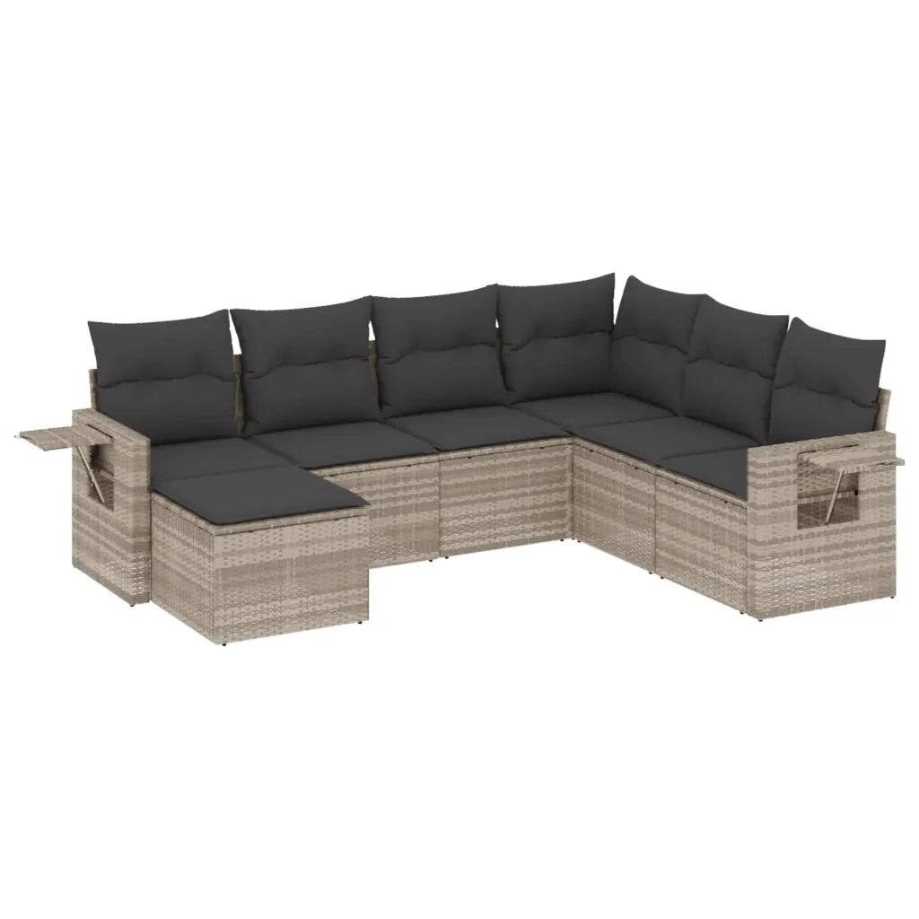 Set Divani da Giardino 7pz con Cuscini Grigio Chiaro Polyrattan 3252839