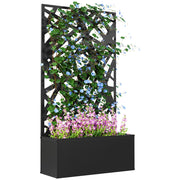 Fioriera Rialzata con Spalliera Decorativa per Rampicanti da Terra e Parete, 61x23x113 cm, Nero