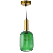 Lampada a sospensione Polux Suffolk verde oro E27 Ø15 cm
