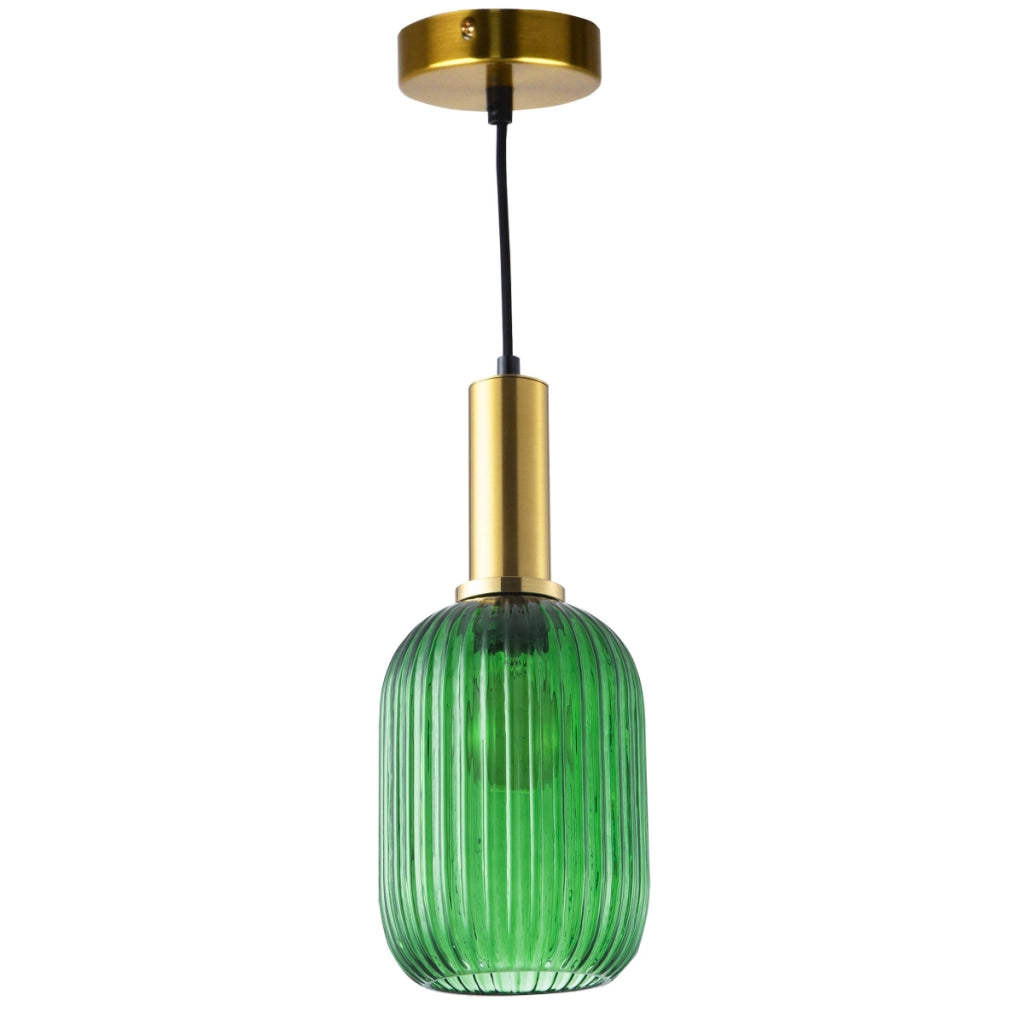 Lampada a sospensione Polux Suffolk verde oro E27 Ø15 cm