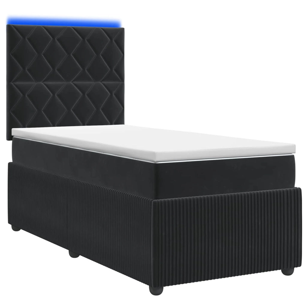 Letto Box Spring LED con Materasso Nero 80 x 200 cm Velluto 3455965