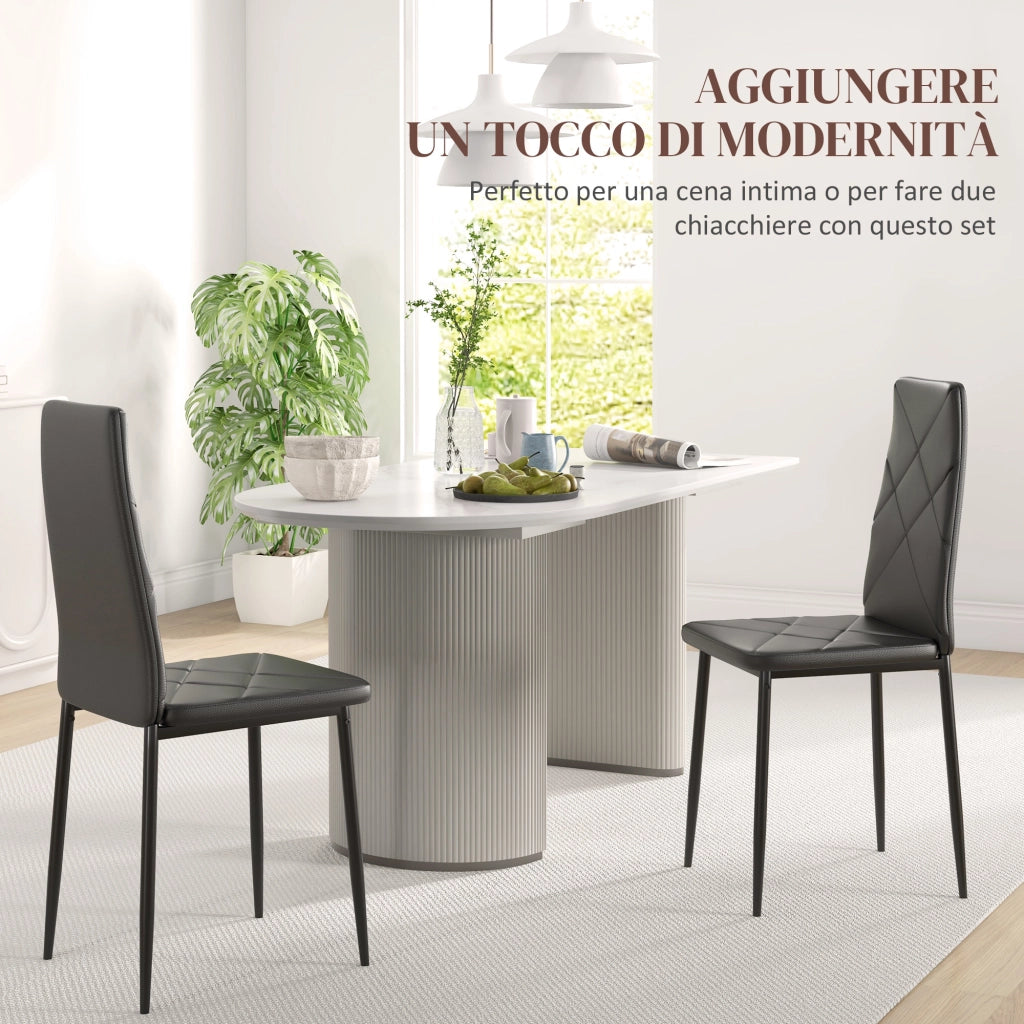 Set di 2 Sedie da Pranzo con Schienale Alto in Similpelle e Metallo ¨C Minimal ¨C Nero 41x50x97 cm