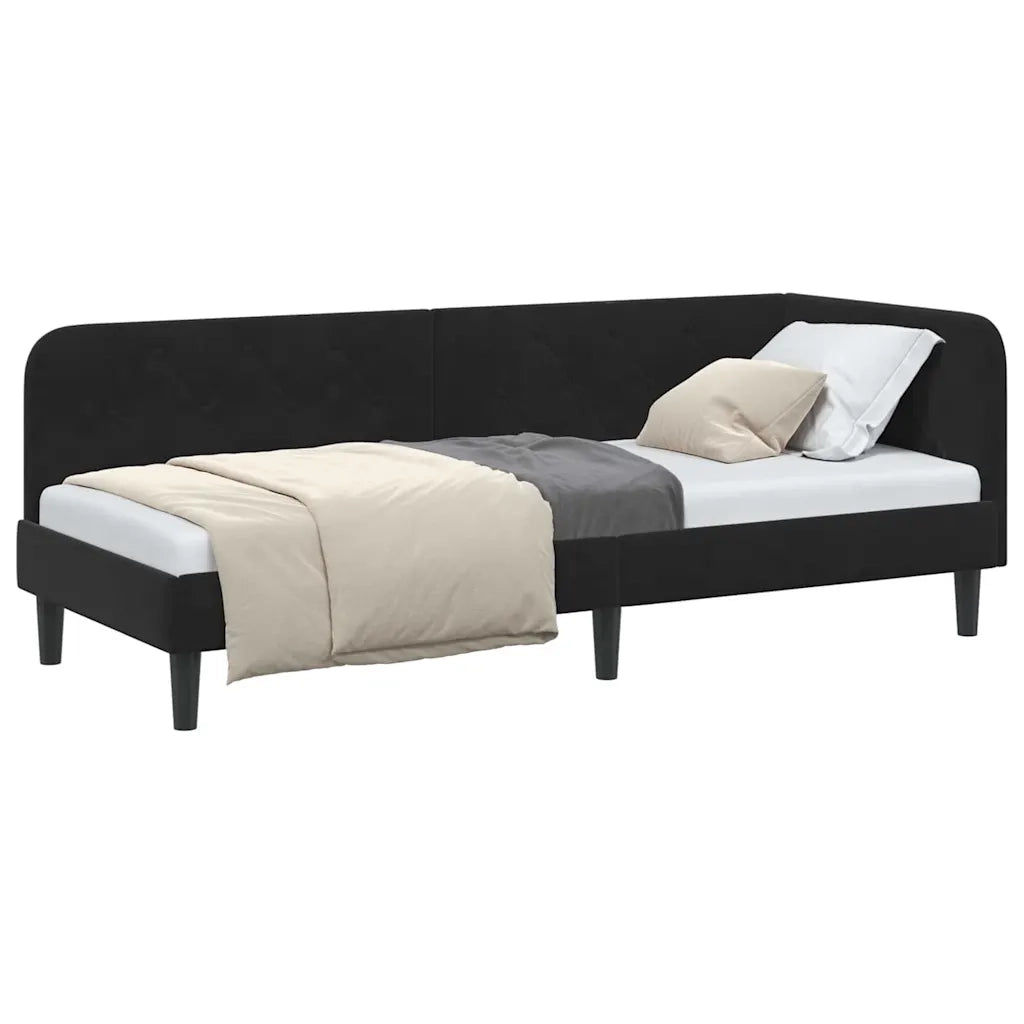 Cornice del letto ad angolo Nero 80 x 200 cm Velluto 42016591