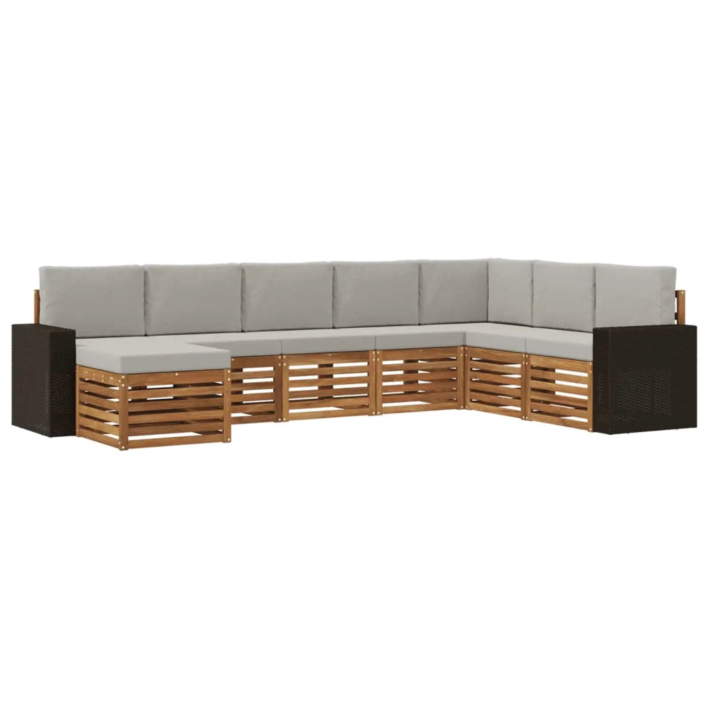 Set di divani da esterno 8 pcs Naturale e Grigio Chiaro 3384722