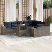 Set Divani da Giardino 10 pz con Cuscini Grigio in Polyrattan 3269391