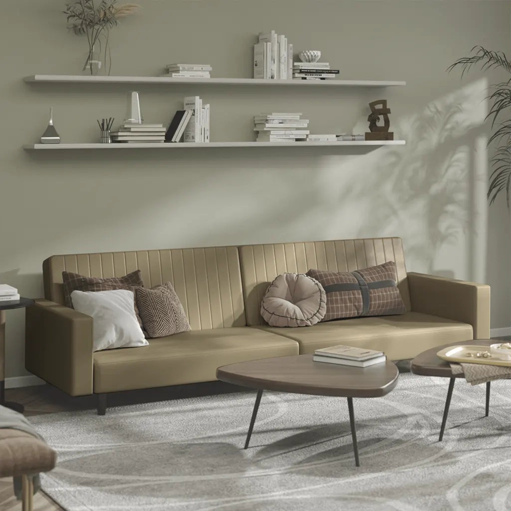 Divano Letto a 2 Posti-Sofa Letto 2 Posti-Daybed Cappuccino in Similpelle 450220