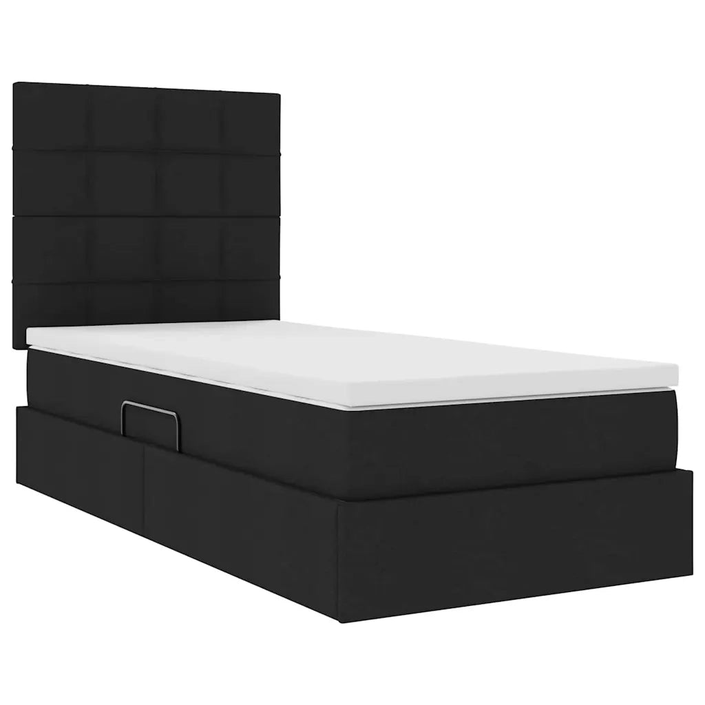 Letto con contenitore e materasso Nero 100 x 200 cm Poliestere