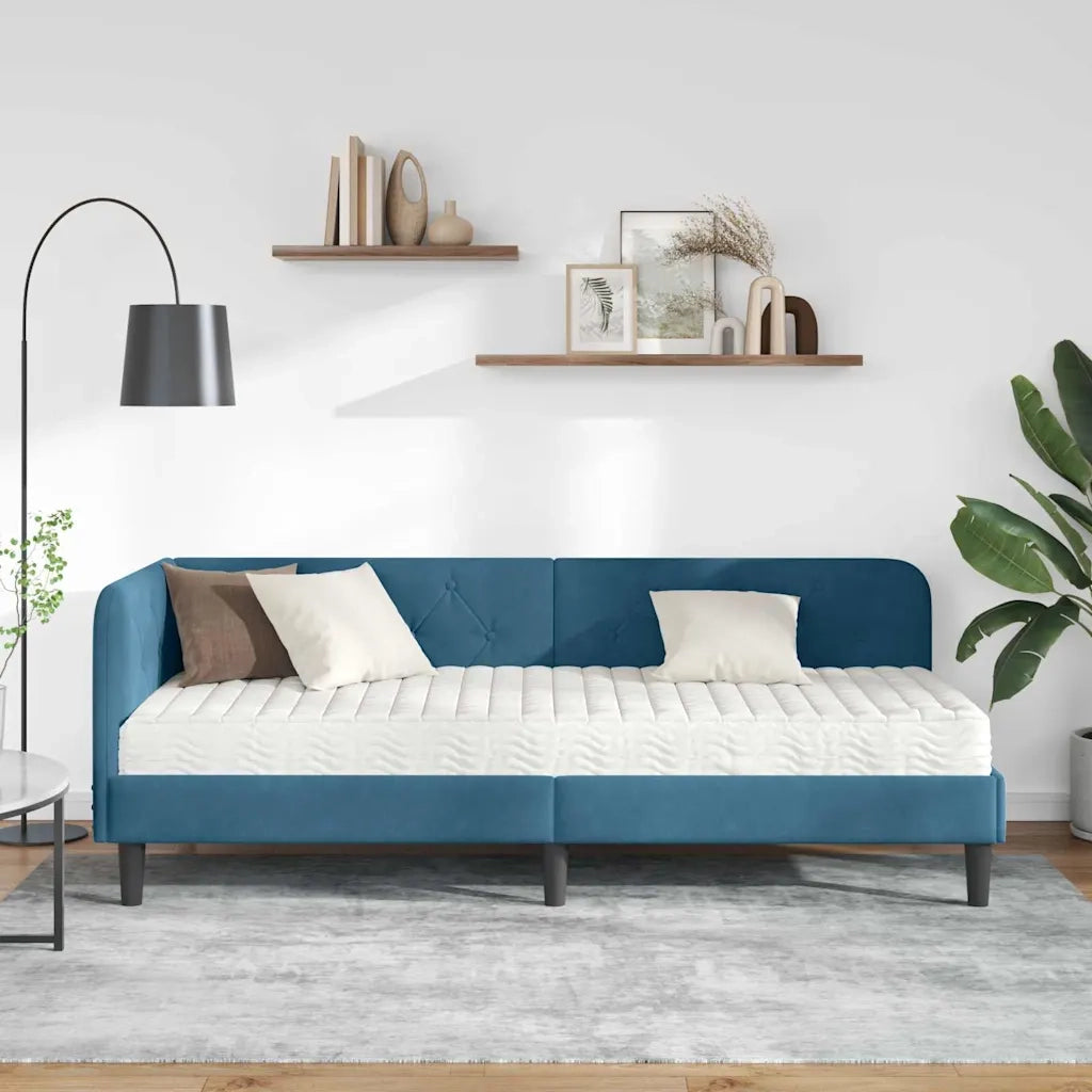 Cornice del letto ad angolo Blu 80 x 200 cm Velluto
