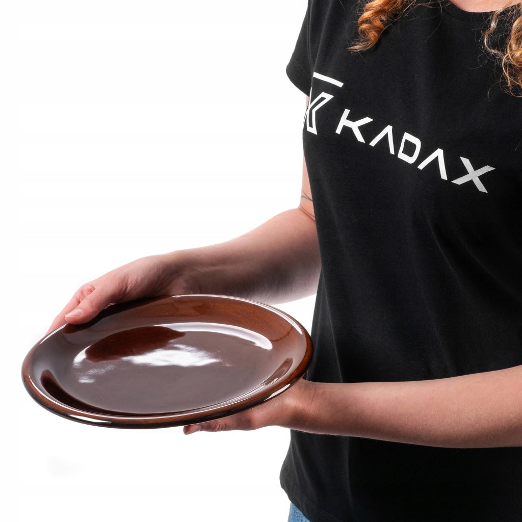 Piatto piano KADAX 24 cm in ceramica, gres, grande, marrone