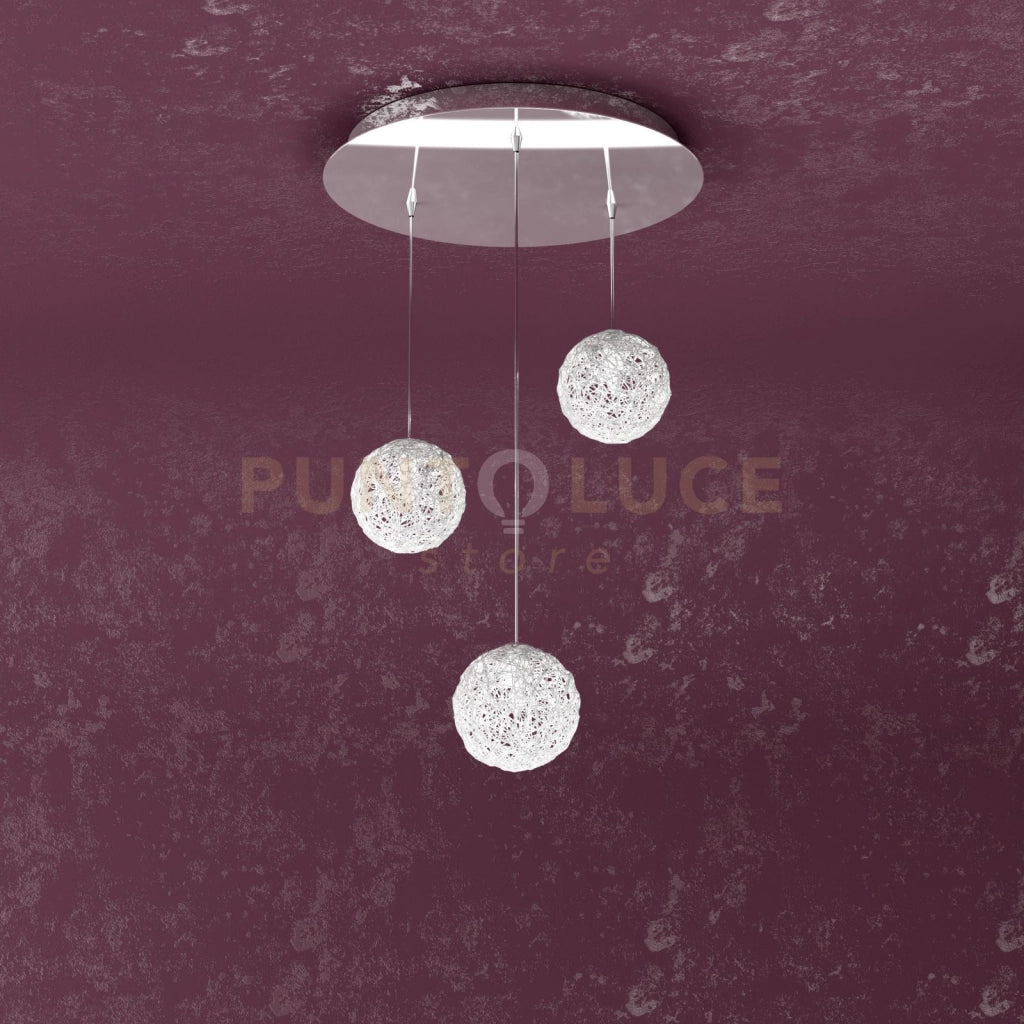 WILLOW SOSPENSIONE TONDA 3 LUCI DECORO GOMITOLO 1098-S3-GO