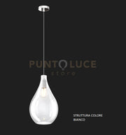 SOSPENSIONE BIANCO 1 LUCE VETRO MEDIO TRASPARENTE 1193BI-SM-TR