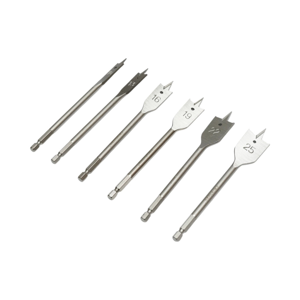 Set di punte piatte Crownman da 6 pezzi da 10-25 mm per legno