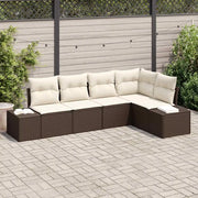 Set Divano da Giardino 5 pcs Marrone polyrattan 3347058