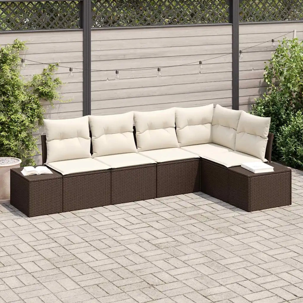 Set Divano da Giardino 5 pcs Marrone polyrattan 3347058