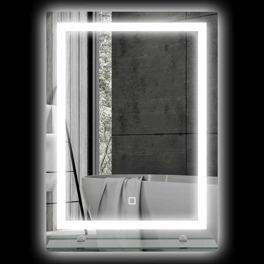Specchio LED per Bagno con Ripiano Integrato ¨C Zephmum ¨C Bianco 60x30x15