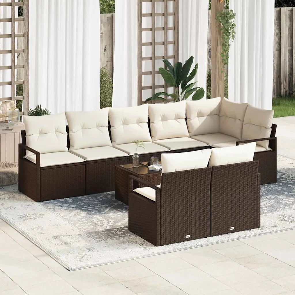 Set di divani 9 pcs Marrone polyrattan