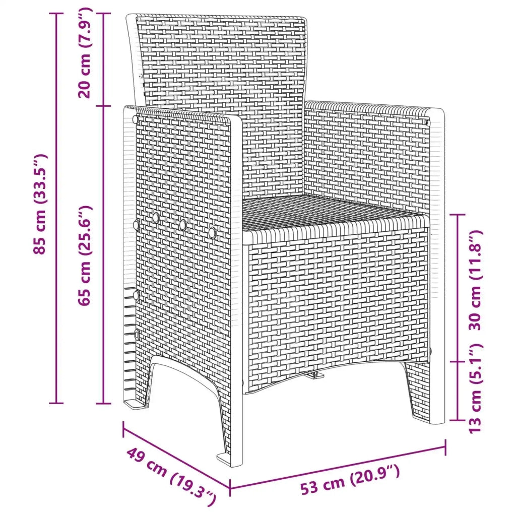 Set da Pranzo per Giardino 5 pcs Antracite Polipropilene