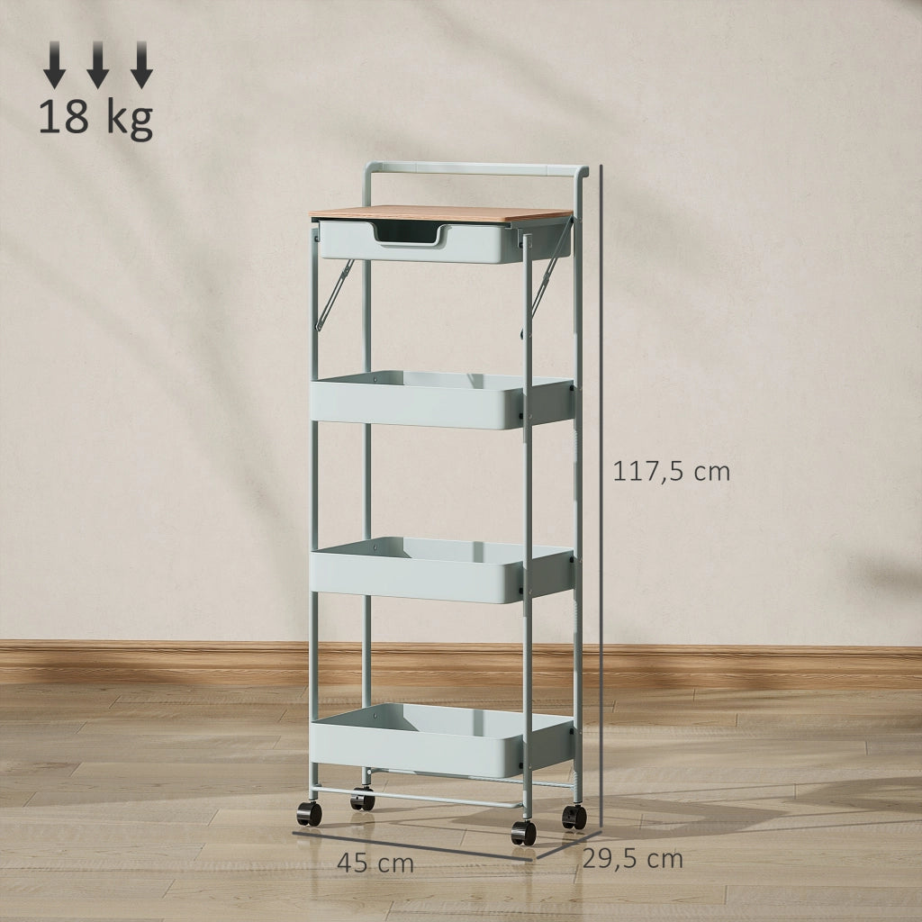 Carrello con cassetti e cestini ¨C zephmum ¨C Verde Chiaro 40x30x60