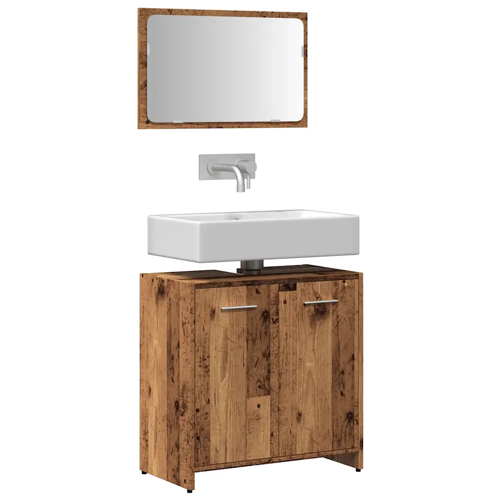 Mobile da Bagno | Armadio da bagno con Specchio in Legno Antico Legno Multistrato