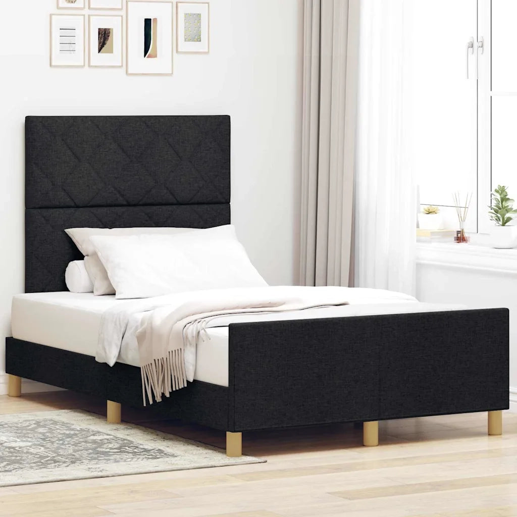 Struttura del letto con testiera Nero 120 x 190 cm Tessuto 3344790