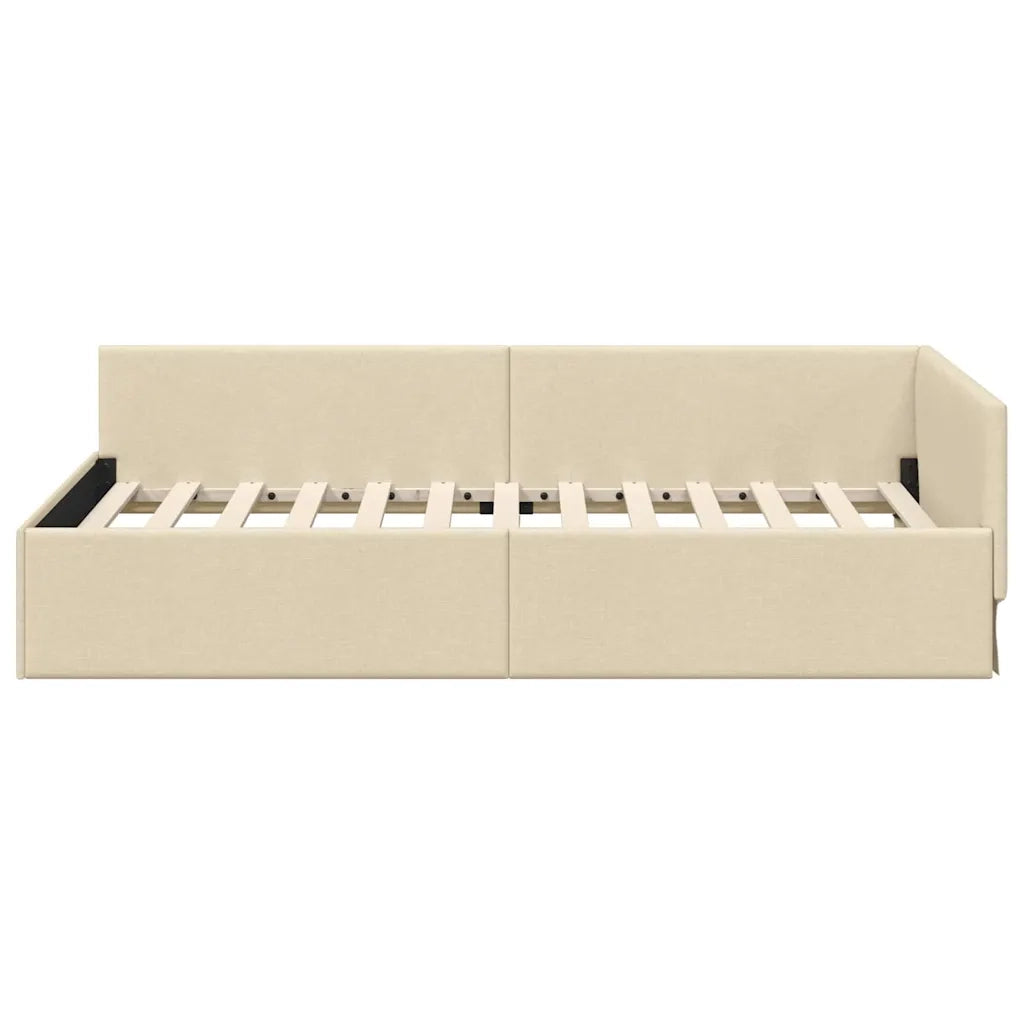 Letto singolo | Letto per adulti | Cornice del letto ad angolo Crema 80 cm x 200 cm Tessuto