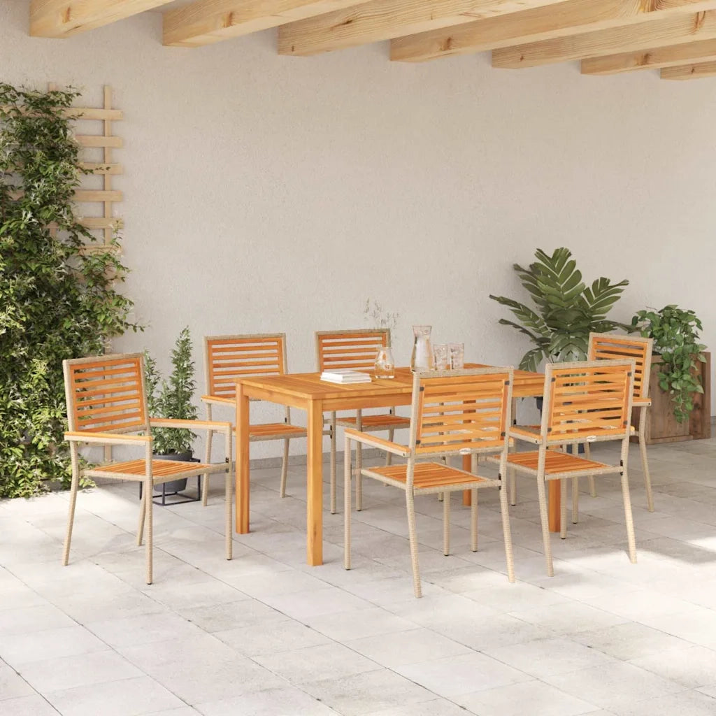 Set da Pranzo per Giardino 7 pcs Beige Legno di Acacia Massello
