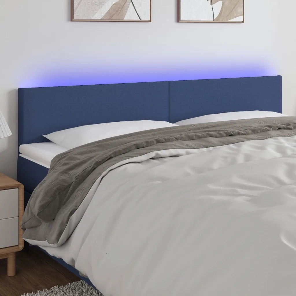 Testiera a LED-Testata con LED Blu 180x5x78/88 cm in Tessuto 716246