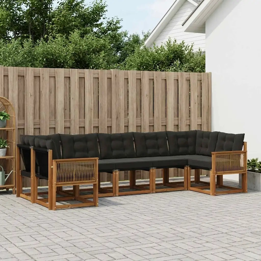 Set di divani da esterno con cuscino 7 pcs Naturale e Nero 3382196
