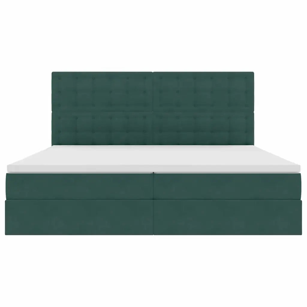 Letto con contenitore e LED Verde Scuro 200 x 200 cm Velluto 3372810