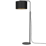 Lampada da terra Arden nera paralume oro E27 15W Luminex