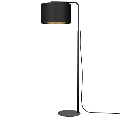 Lampada da terra Arden nera paralume oro E27 15W Luminex