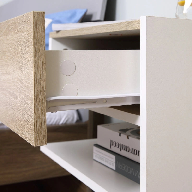 Set 2 Comodini Sospesi 46x30x30 cm in Truciolato Rovere e Bianco