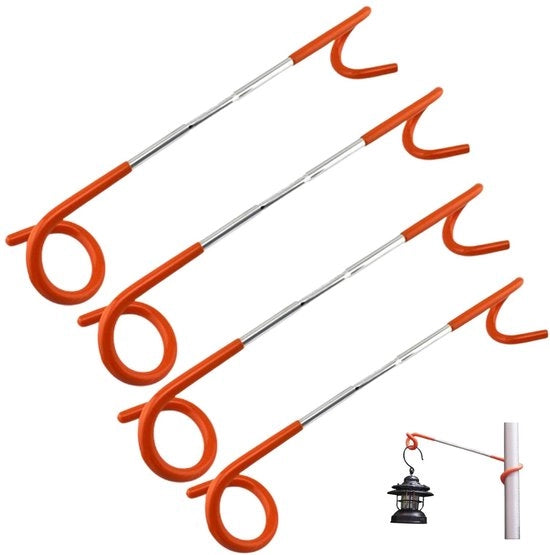 Supporto per lanterna da campeggio - 4 pezzi - Grappolo a due punte - Acciaio inossidabile robusto - Impermeabile - Adatto a diverse stanghe