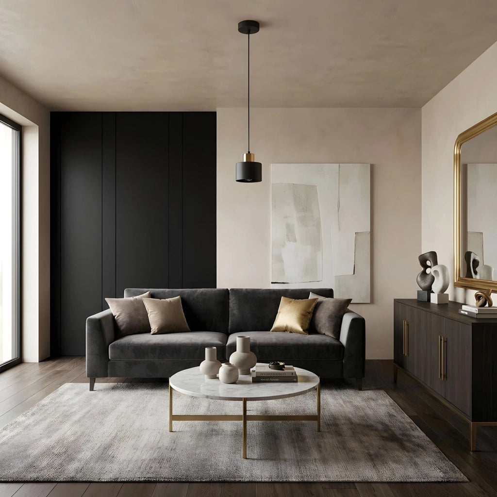 Lampada sospesa Parkla 1 luce E27 nera oro Luminex