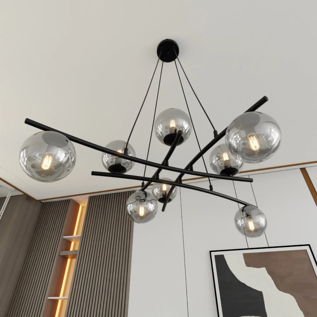Lampadario sospeso Emibig ESSA 8 luci grafite nero