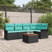Set Divano da Giardino 6 pcs Nero e Turchese polyrattan 3356002