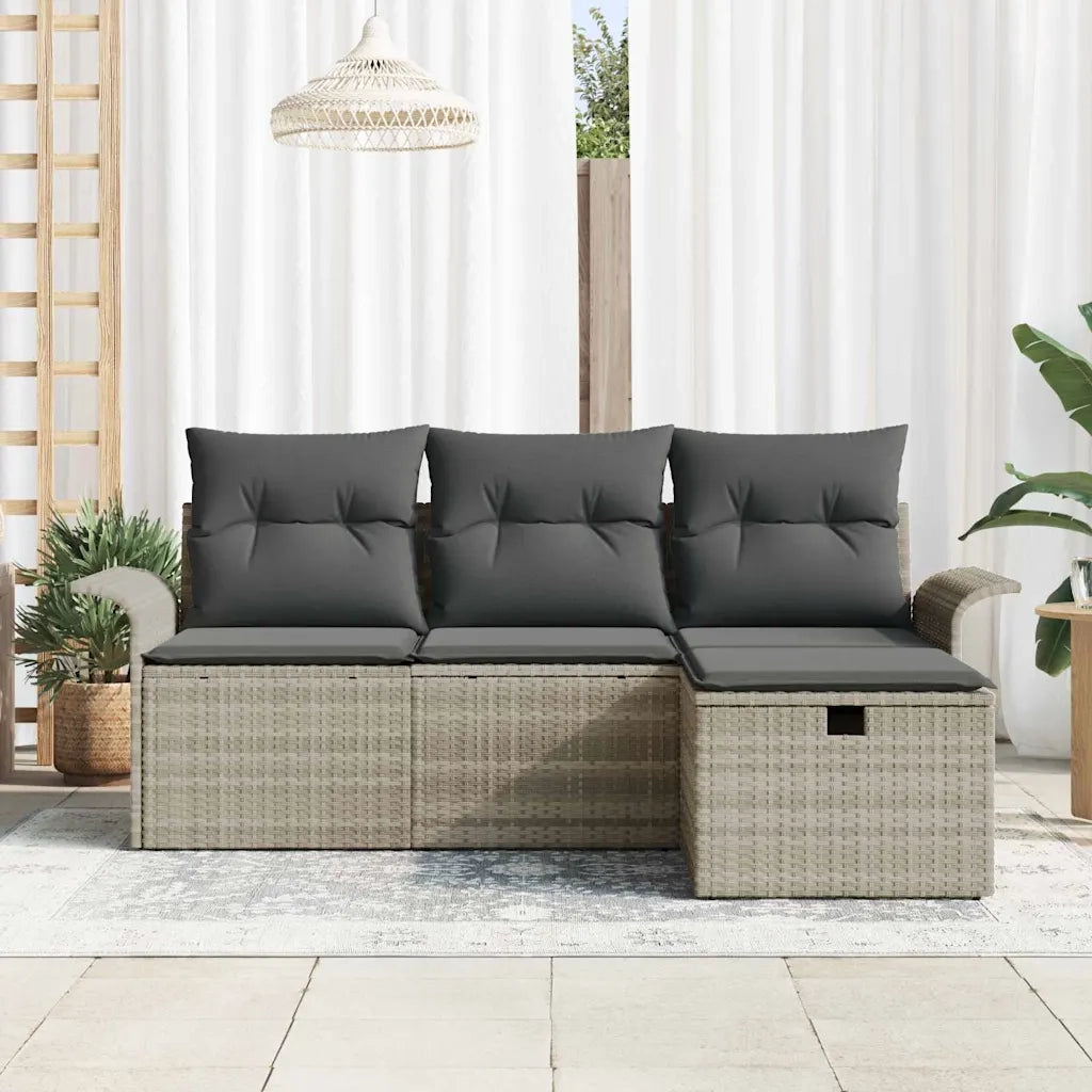 Set Divano da Giardino con cuscino 4 pcs Poly Rattan
