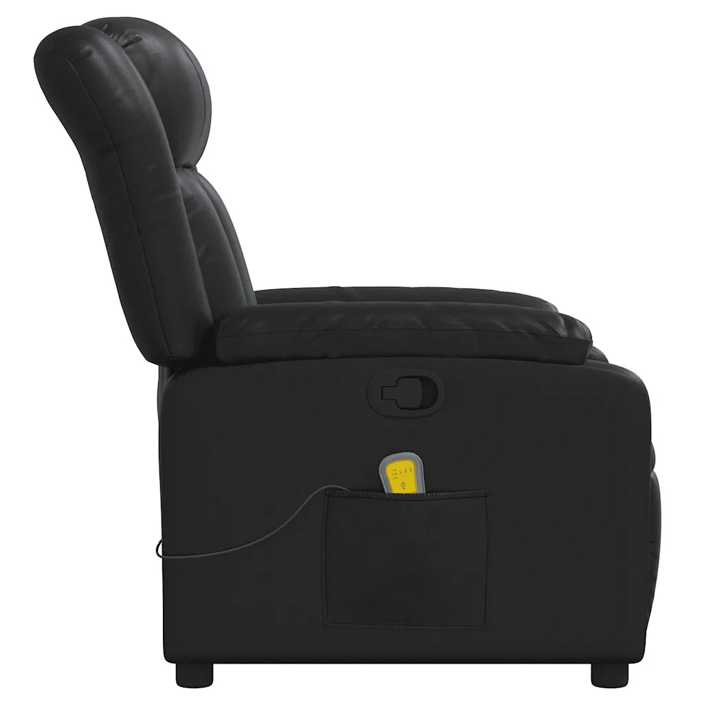 Poltrona Massaggiante | Sedia Relax Reclinabile Nera in Similpelle