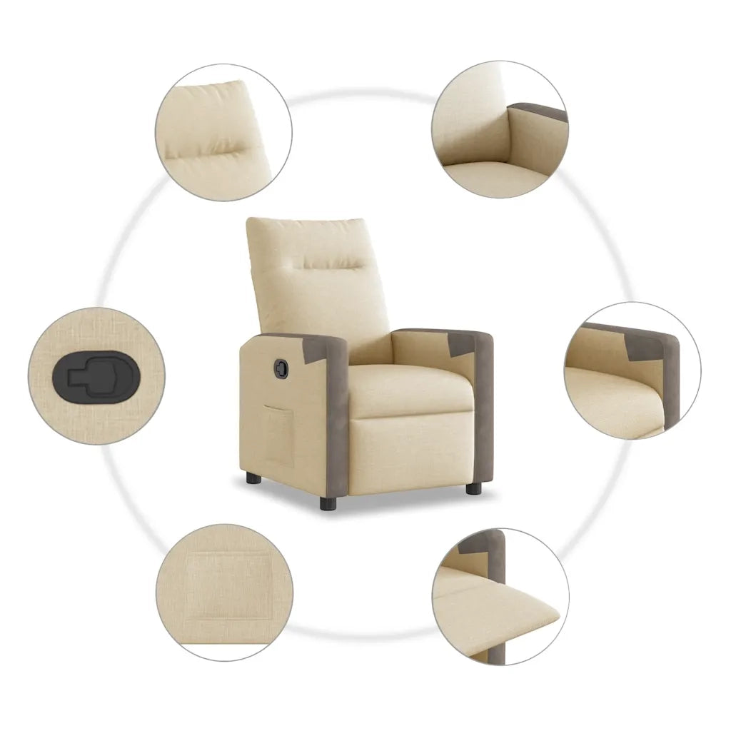 Poltrona Reclinabile in Tessuto Crema 4104842