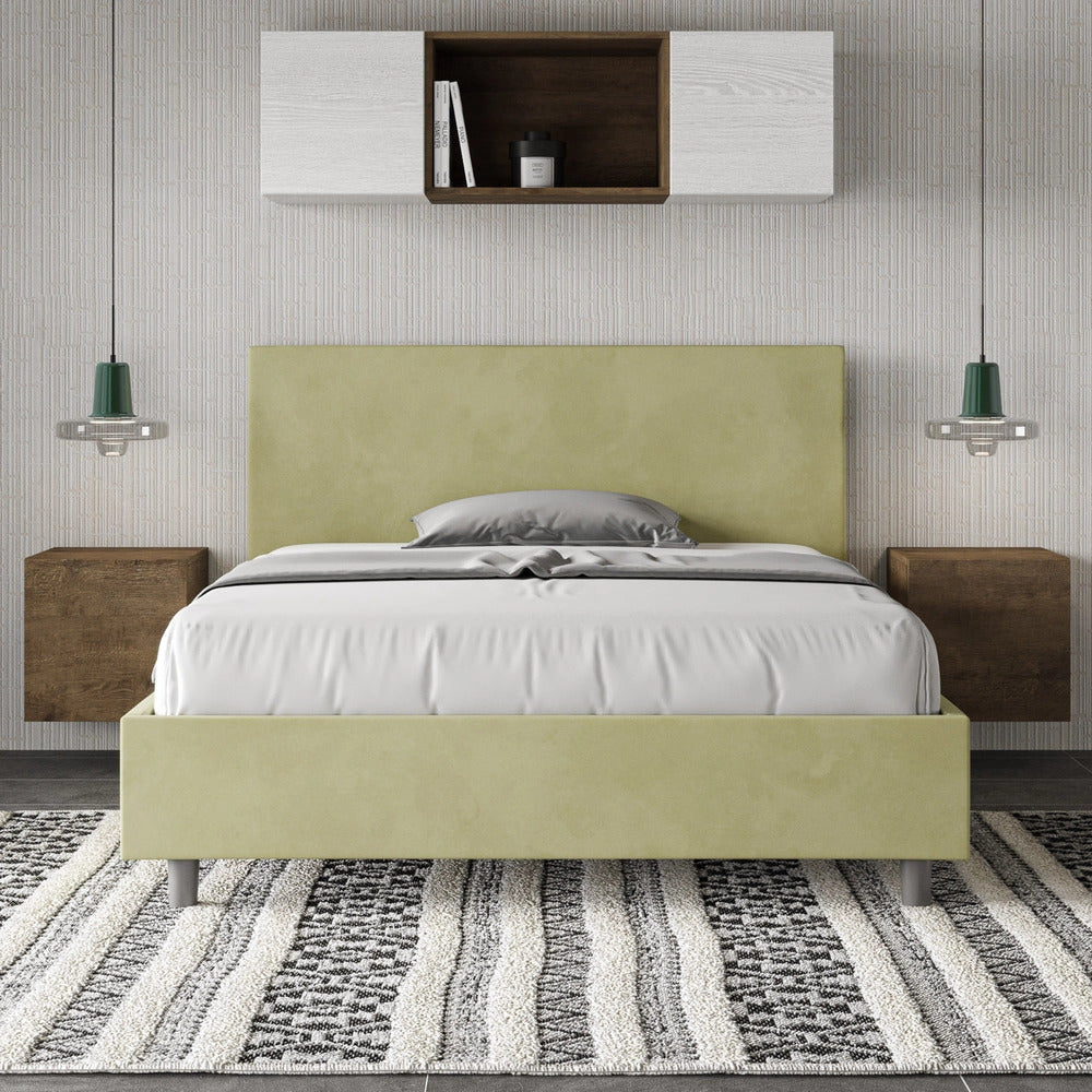 Letto Matrimoniale Large 180x200 cm con Rete Adele Tè Verde