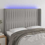 Testiera a LED-Testata con LED Grigio Chiaro 147x16x118/128 cm in Tessuto 455783