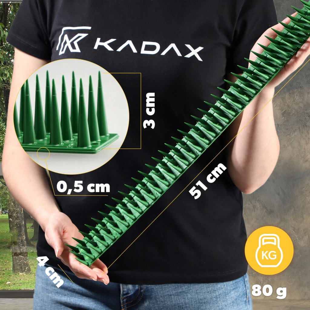 KADAX Punte dissuasive per uccelli e piccioni, striscia di plastica resistente e densa da 51 cm.