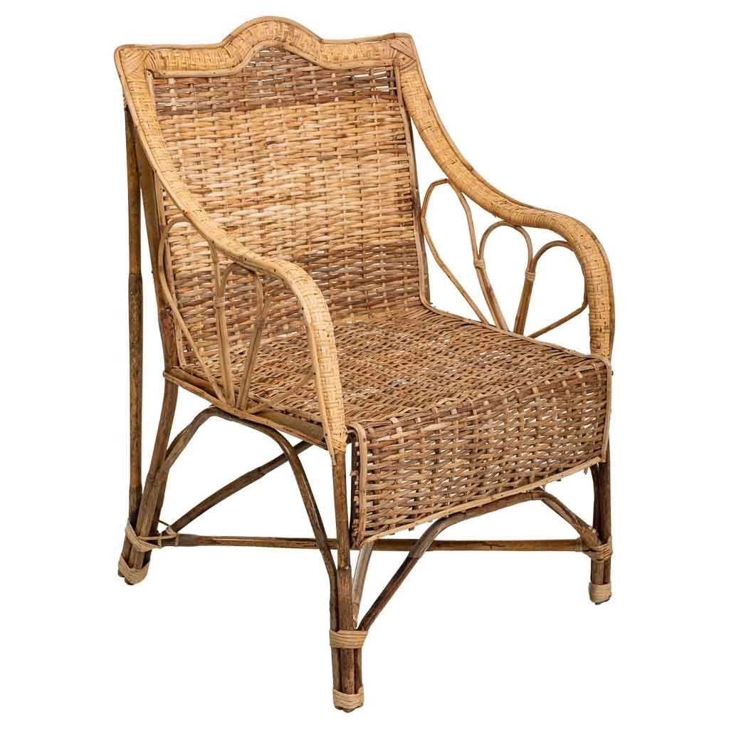 Poltrona in bambù e rattan marrone 64x48x99h