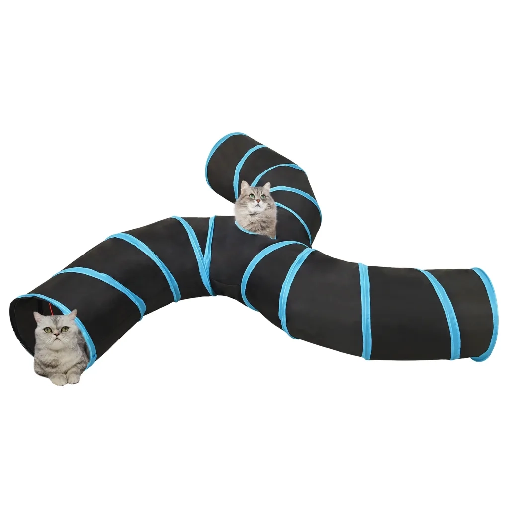 Tunnel per Gatti a 3 Vie Nero e Blu 25 cm in Poliestere CFW5378851
